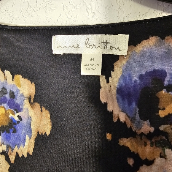 Nine Britton Floral Long Sleeve Maxi Polyester and Spandex Dress Women's Medium - Picture 2 of 6